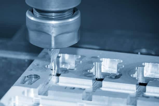Slab milling operation producing complex grooves on a metal workpiece