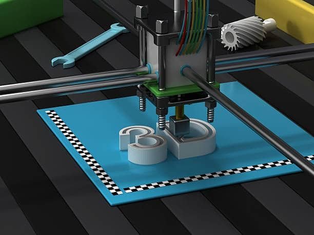 3D printer forming a 3D text object for mold testing and design
