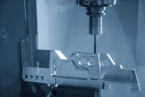 Ball nose cutter performing final pass on aluminum CNC component