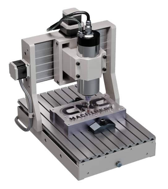 Small CNC milling machine engraving metal with compact table setup