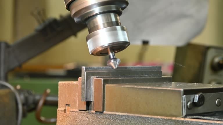 Milling cutter performing face milling on clamped metal block
