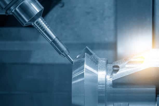 Ball nose end mill performing fine finishing on metal component