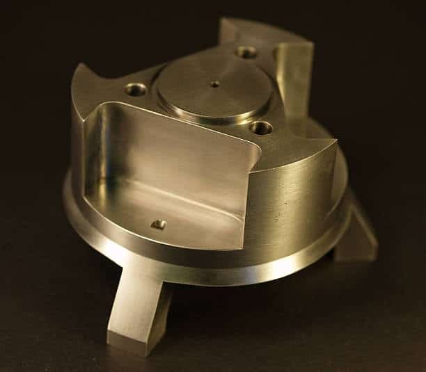 Low volume CNC machined aluminum part with intricate geometry and smooth surface finish