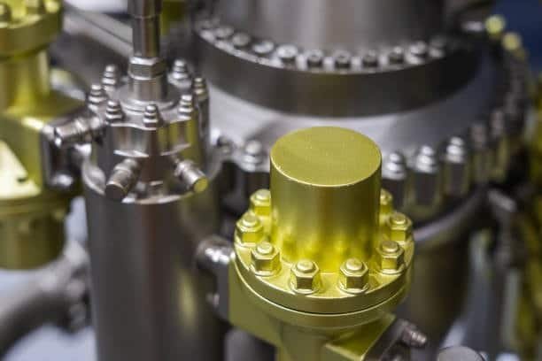 CNC-machined screw component with anodized aluminum fittings and bolts