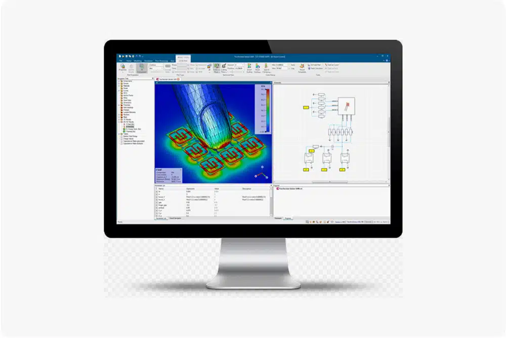 A computer screen displaying CAD simulation for plastic product design, ensuring manufacturability and structural integrity.