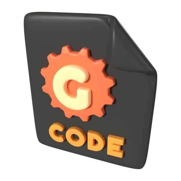 3D rendered G-code icon representing CNC instruction files