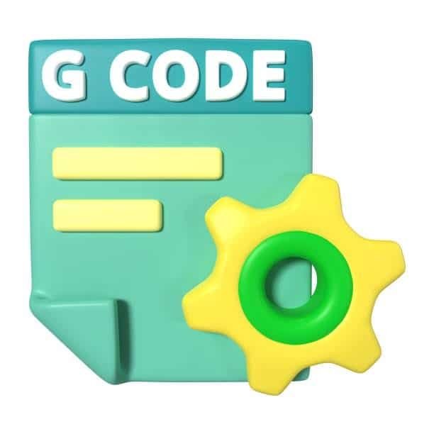 G-code paper with gear indicating CNC operation setup