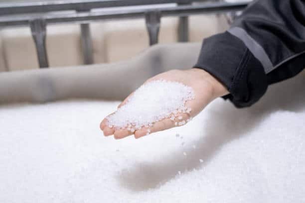 HDPE resin granules ready for melting and injection mol