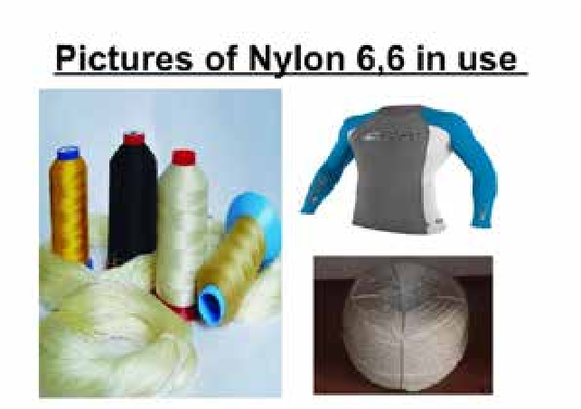 Examples of Nylon 6.6 in textiles and industrial products like yarn and performance wear