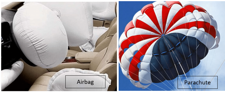 Nylon used in airbags and parachutes for safety and durability