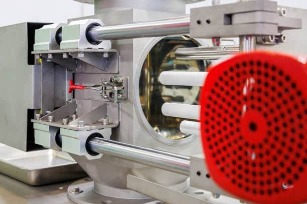 Injection mold system illustrating part ejection and alignment in machining design process