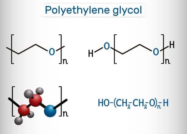 Chemical structure of polyethylene glycol used for comparison with POM and Delrin materials
