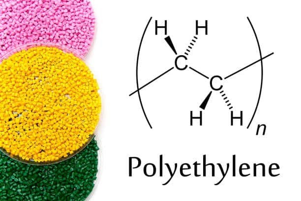 Colorful polyethylene granules with polymer structure comparison