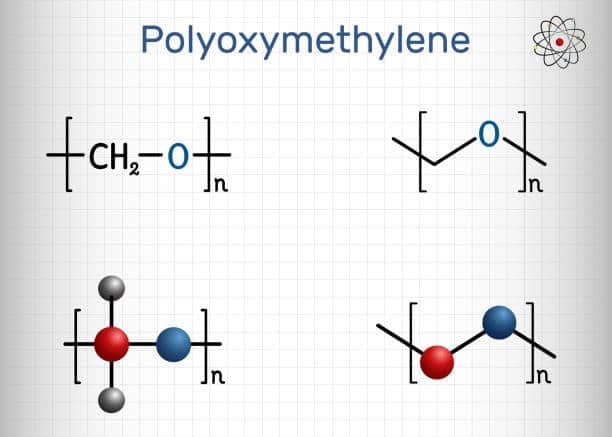 POM polymer chemical structure shown to explain properties in POM vs Delrin comparison