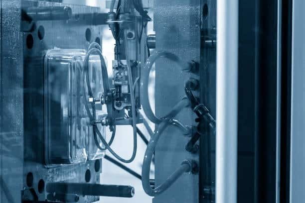 Transparent ABS part forming inside an injection mold during the molding cycle
