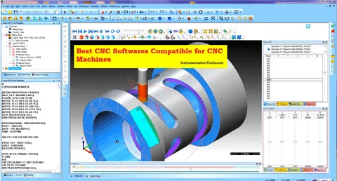 CAM software interface running simulation with note: “Best CNC Softwares Compatible for CNC Machines”