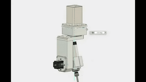 Diagram showing 5-axis CNC head model with adjustable rotational angles.