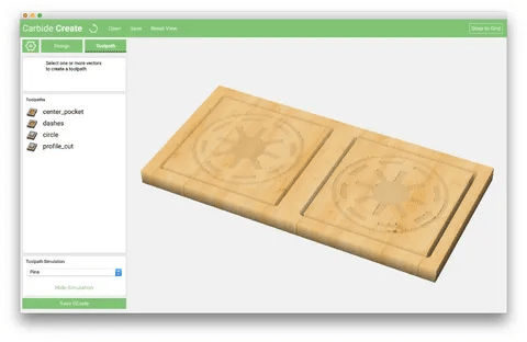 Carbide Create CAD/CAM software generating G-code for CNC woodworking
