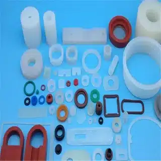 Assorted custom silicone parts made via liquid injection molding, showcasing O-rings, gaskets, and seals