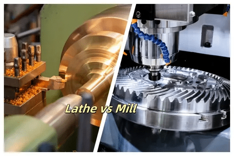 Comparison of metal turning with lathe and gear cutting with CNC mill.