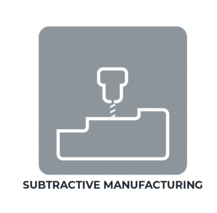 Flat icon representing subtractive manufacturing using a CNC milling tool
