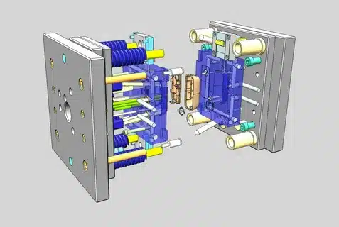 Digital mold assembly featuring internal cores, runners, and ejector systems for rapid tooling