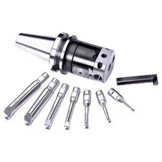CNC boring head set with interchangeable cutting tools and inserts