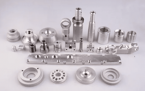 Custom CNC machined metal parts in various designs.