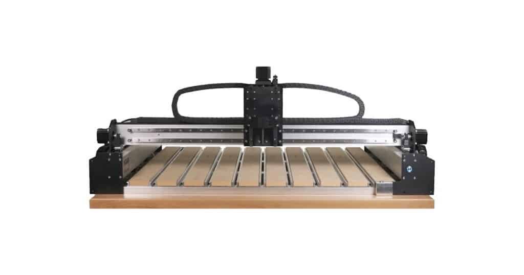 CNC router with T-slot bed for flexible workholding system
