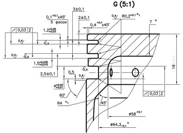 Technical cross-sectional drawing showing draft angles, dimensions, and tolerances
