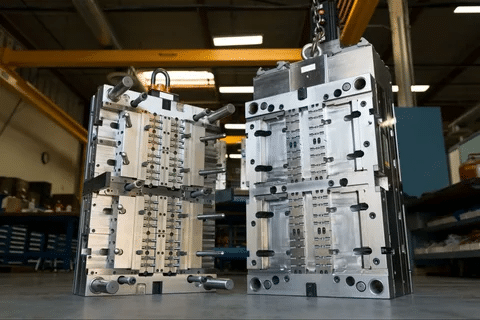 Industrial-grade injection mold tooling in factory environment