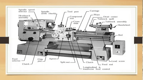 Detailed schematic of lathe machine used for CNC machining.