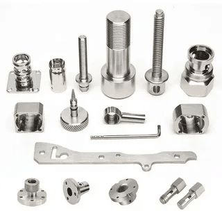 High precision CNC lathe parts in stainless steel and aluminum.