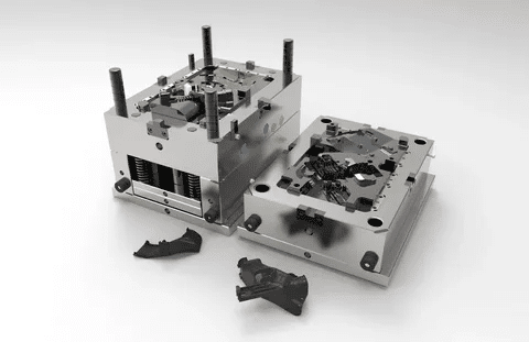 High-precision injection mold parts with finished molded products