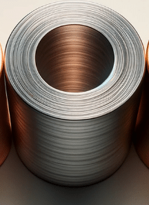 Bronze metal roll with subtle brownish gold tone used in industrial applications