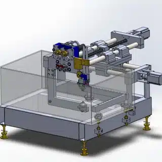 CAD design model of an EDM machine mechanism