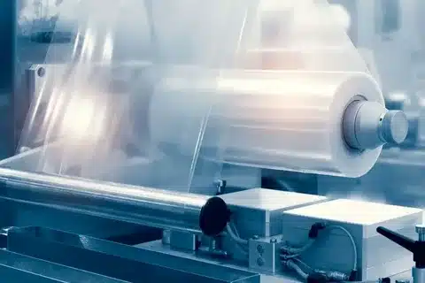 Plastic film extrusion machine producing transparent plastic film