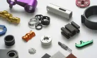 Assorted anodised aluminum components used in industrial and decorative applications.