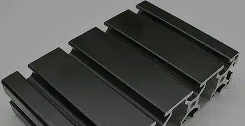 Black anodized aluminum profile highlighting finish and durability.