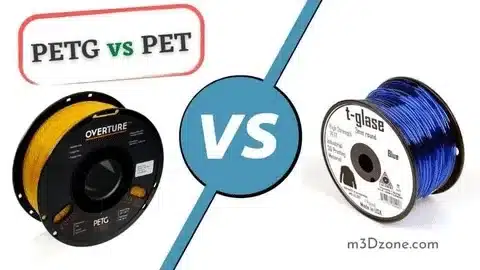 PETG spool compared with PET spool, showing differences in plastic materials for 3D printing.