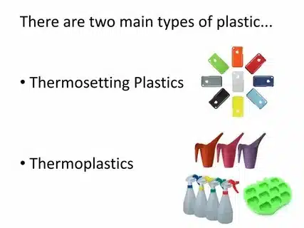 Image showing thermosetting plastic cases and thermoplastic items like spray bottles and ice cube trays.
