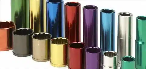 Anodized aluminum tubes in multiple colors showing corrosion resistance and decorative appeal