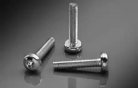 Stainless steel pan head machine screws with threaded shafts
