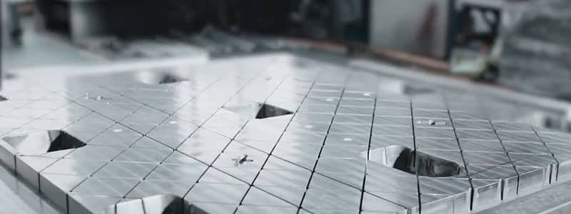 Top-down view of a large-scale precision metal mold base showing modular structure and high-accuracy machining