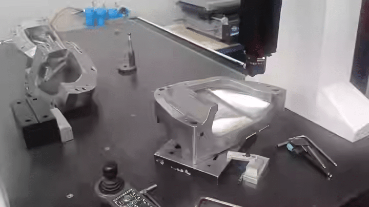 CMM inspection of precision injection mold components to verify dimensional accuracy and tolerance control