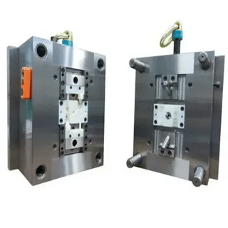 Standard two-plate injection mold showing basic structure and alignment components