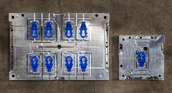 Injection mold with multi-cavity cooling channel layout designed for high-volume production efficiency