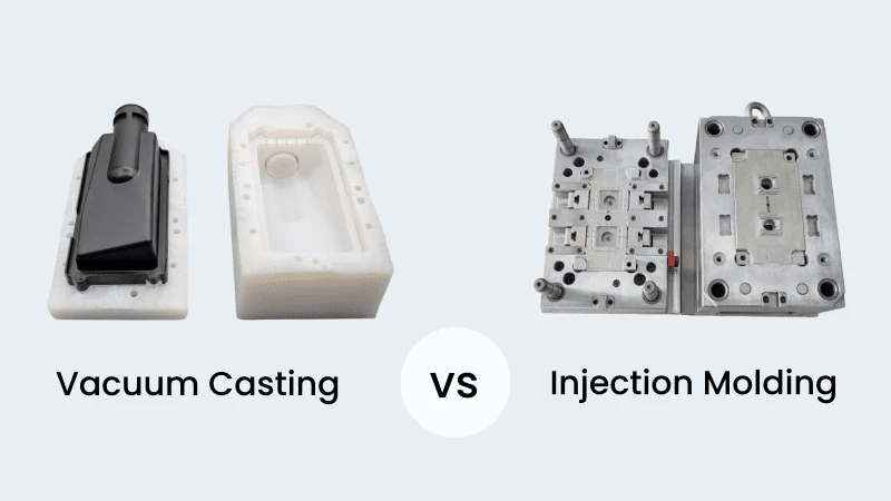 Vacuum casting mold compared with precision injection molding steel mold showing tooling differences