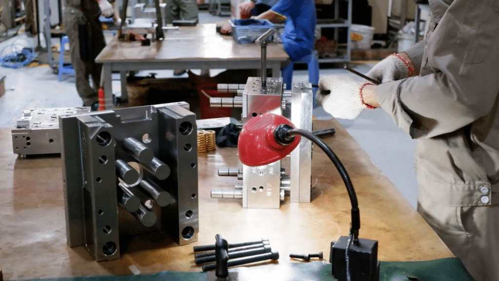 Precision mold assembly and fitting process with manual alignment and component installation