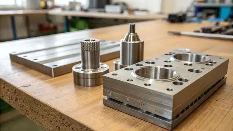 Precision mold components prepared for assembly, showing accurate machining and fitting surfaces critical to mold performance